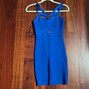 BCBG mini blue body on dress with cutouts